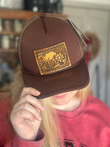 Handmade Leather Tooled Customized Western Trucker Hats