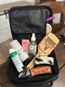 Boot Stitch Steer Leather Tooled Mega Makeup Bag