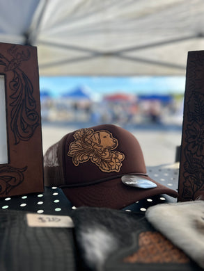 Handmade Leather Tooled Customized Western Trucker Hats