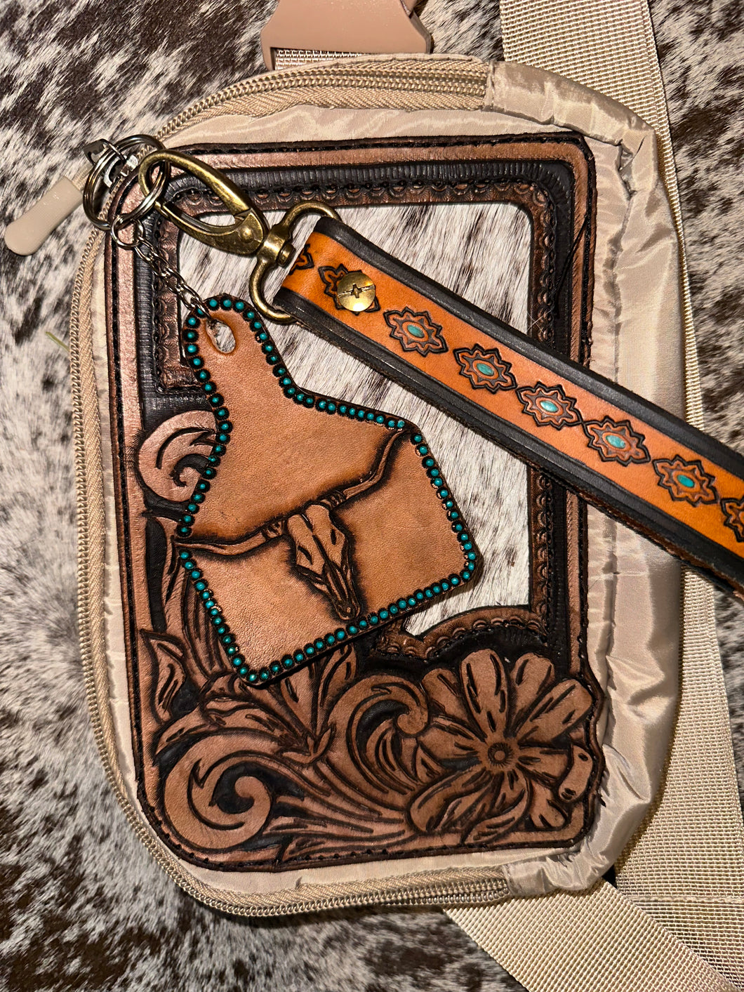 Leather Tooled Cowtag Keychains
