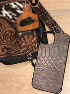 Gator Embossed Leather Iphone 13 Phonecase