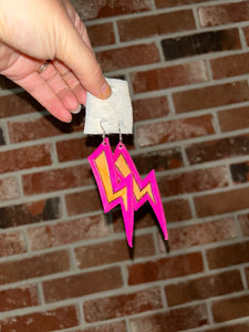 Leather Lightning Bolt Earrings